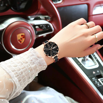 POEDAGAR Fashion Elegant Women Watches Week Date High Quality Waterproof Ladies Quartz Watch Stainless Steel Watch For Woman+Box
