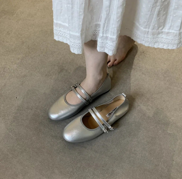 Female Shallow Luxury Fashion Buckle Strap Footwear New In 2026 Ladies Flats With Shoes Flats Mary Janes Shoes