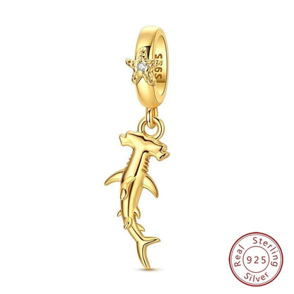 Hot Sales 925 Sterling Silver Golden Series Charms Leopard Little Bear Starfish Bow Bead Fit Original Bracelet DIY Women Jewelry