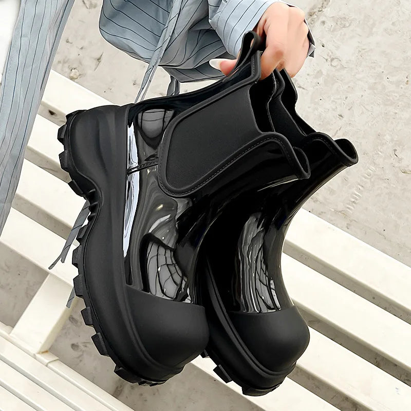 Women's rain boots, spring and autumn outdoor thick-soled low-cut non-slip height-increasing outdoor rain boots/overshoes