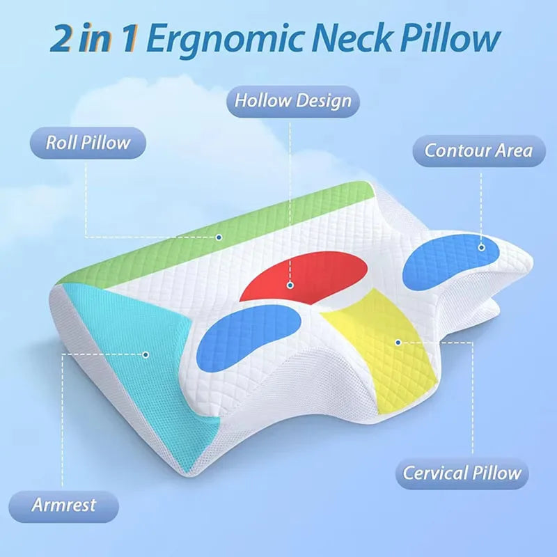 Sleep Memory Pillow Butterfly Memory Foam Neck Pillows Contoured Sleep For Neck Pain Relief Stomach Support Comfortable Pillow
