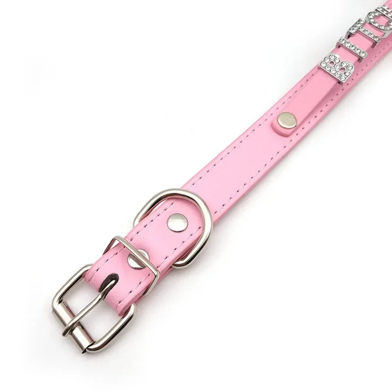 Sexy Pink Leather Collar Letters Daddy PRINCESS Choker Necklace Cute Adult DDLG Cosplay Personalized Custom Jewelry
