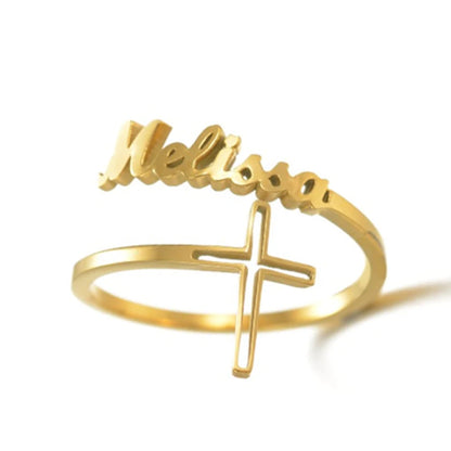 Treebud Custom Name Rings for Women Men Stainless Steel Personalized Nameplate Adjustable Ring Jewelry Gifts Dropshipping