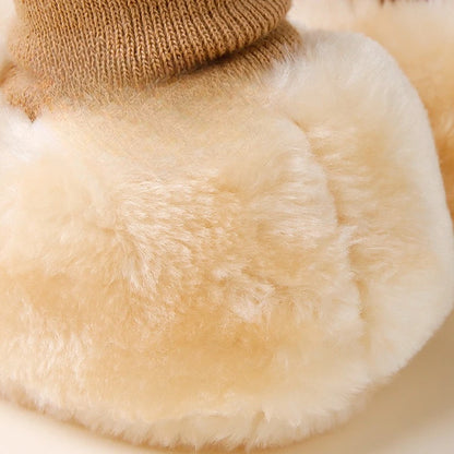 Baby Suede Leather Thick Shoes Infants Winter Plush Warm Booties Fur Girls Booties Unisex Sheepskin Kids Boy Floor First Walkers