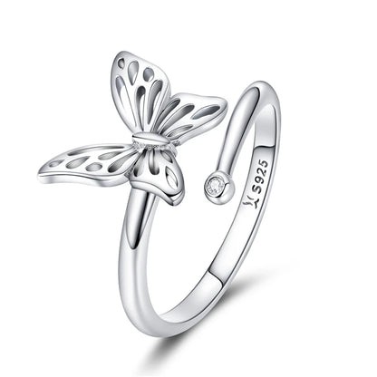 WOSTU 925 Sterling Silver Pet Cat Stackable opening Ring For Women Snake Dog Adjustable rings Fine Jewelry Party Birthday Gift