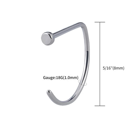 5pcs/lot Right Grand ASTM F136 Titanium 20G Open D Shape Nose Ring Hoop Tragus Cartilage Retainer Body Piercing Jewelry 8MM 10MM