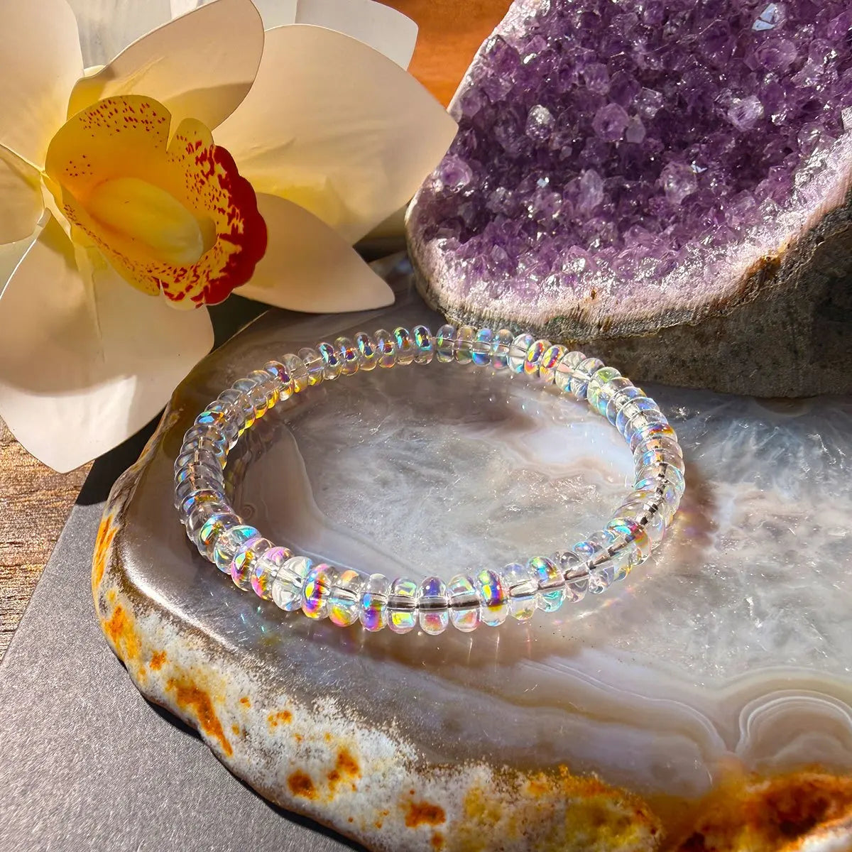Menopause Natural Ethiopian Opal Bracelet, Stretchable Elastic Cord Jewelry, Helps Maintain Emotional Balance