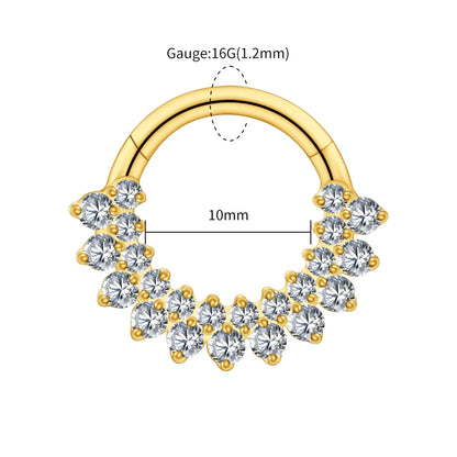 Right Grand ASTM F136 Titanium CZ Hinged Clicker Segment Hoop Ring 16G Daith Helix Cartilage Earring Septum Piercing Jewelry