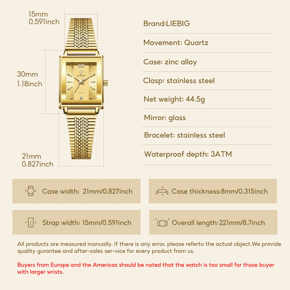 LIEBIG Fashion Quartz Wristwatches Simple Elegant  Automatic Watches For Women Stainless Steel Strap Time Watch Relogio Feminino