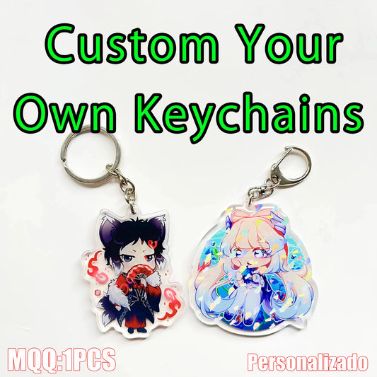 Custom Logo Acrylic Keychain Cat Dog ID Charm Print Holographic Personal Photo Pet Souvenir Birthday Gift Tag Name Key Chain