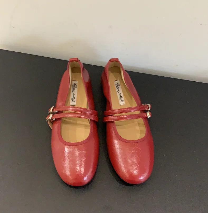 Female Shallow Luxury Fashion Buckle Strap Footwear New In 2026 Ladies Flats With Shoes Flats Mary Janes Shoes