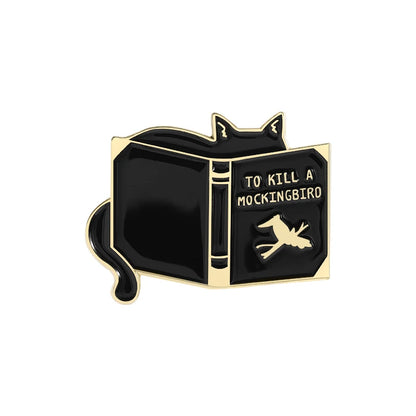 31 Types Cartoon Punk Black Peeping Cat Brooch Enamel Pins Cute Cat Reading Book Brooches Bag Lapel Badge Jewelry Gifts Friends