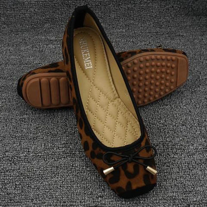 Spring Summer Shoes Women Ballet Flats Sweet Flat Bowknot Laides Brand Shoes Plus Size 42 Leopard D295