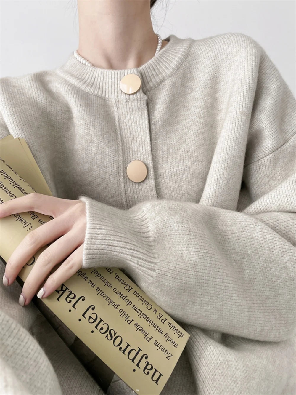 Women Cardigans Sweater O-neck Autumn Winter Knitted Loose Cardigans Solid Single Breasted Women's Sweaters Button Long Sleeve