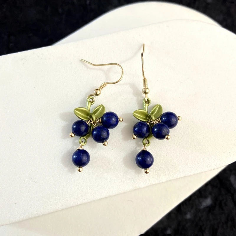 Cute Berries Earring Creative Berry And Leaves Design Beaded Earrings For Gifts Wholesale Cute Fruit Earrings Custom Packaging
