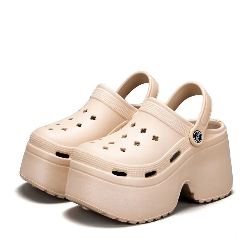 Home Slipper Platform High Heel Wedge Clog Woman charm Sandal Flip Flops Beach Chunky House Cloud Shoe Female Slides Outdoor