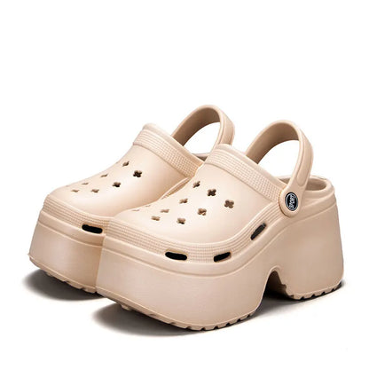 Home Slipper Platform High Heel Wedge Clog Woman charm Sandal Flip Flops Beach Chunky House Cloud Shoe Female Slides Outdoor