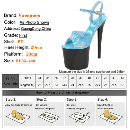 New 20CM/8Inch High Heels Dance Shoes Sandals Women Summer New 2023 Buckle Strap Platform Club Stiletto Gladiator Stripper Heels