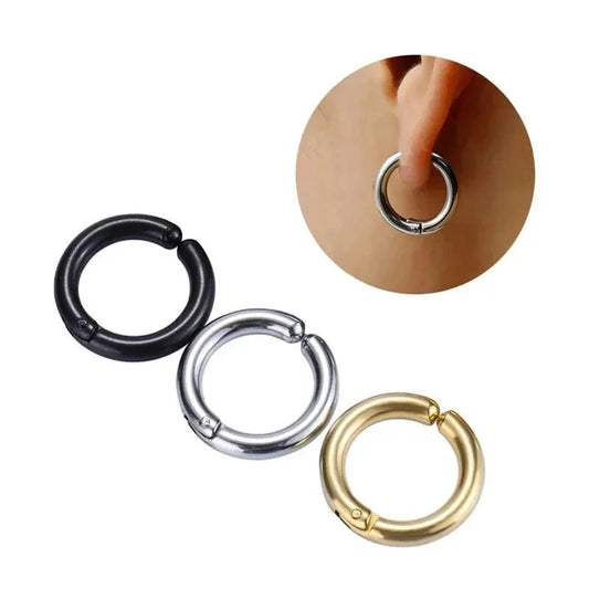1 Pair Non-Piercing Fake Hoop Earrings For Women Men Classic Punk Stainless Steel Circle Hoops Clip Earring Without Hole Gifts ﻿