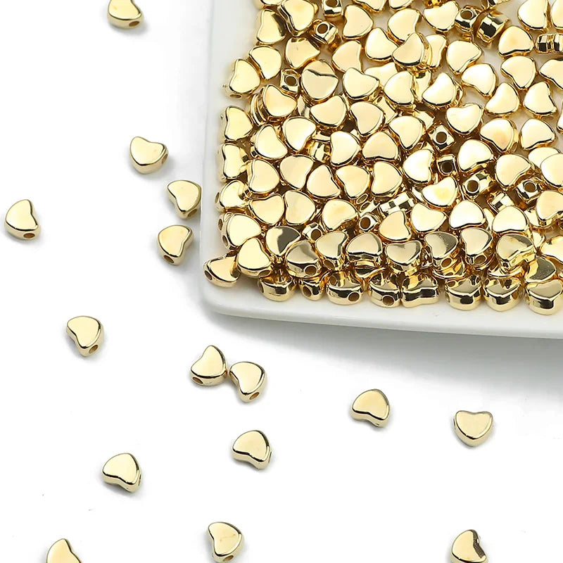 100-400pcs Gold Color Beads 4mm 6mm CCB Cube Crown Heart Pendant Star Spacer Loose Beads for Love Jewelry Making Bracelets DIY S