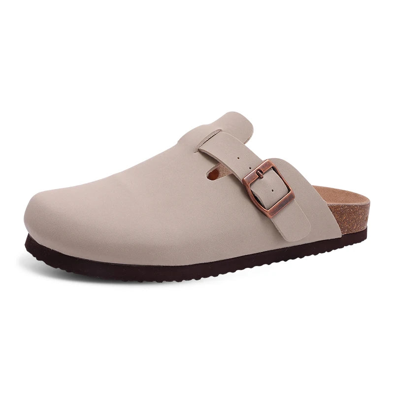 Shevalues Women's Suede Clogs Classic Cork Slippers Leather Mules Men Cork Footbed Sandals Comfort Beach Shoes with Arch Support