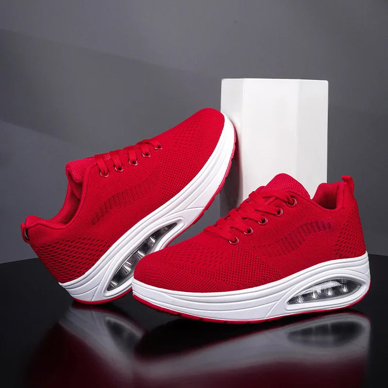 Summer Trend Shoes for Woman Thick Soled High-quality Outdoor Walking Vulcanized Shoes, Mesh Breathable Casual Platform Shoes