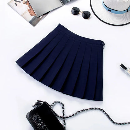 Harajuku Short Skirt New Korean Women Zipper High Waist School Girl Pleated Plaid Sexy Mini Preppy Style Falda Sexy Mujer