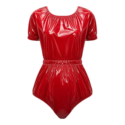 Womens Waterproof Diaper Cover Jumpsuit Buttoned Crotch Short Sleeve Elastic Waist Leakproof Adaptive Bodysuit Swimwear Swimsuit