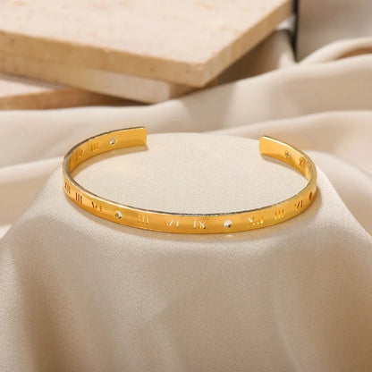 Exquisite Classic Bump Pattern Openning Bangles Bracelet For Women Cuff Bracelet Gold Color Stainless Steel Hand Ornament Gift