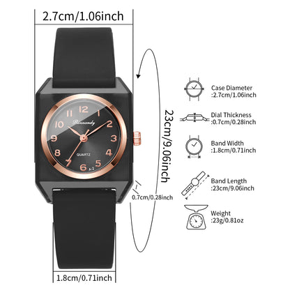 Fashion Square Women Watches Casual Silicone Band Ladies Quartz Wristwatches Relogio Feminino Clock Gift (Without Box)