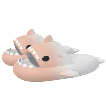 Summer Funny Cute Women Gradient Shark Slippers Men Outdoor Soft EVA Beach Sandals Couple Indoor Floor Non-slip Thick Flip Flops