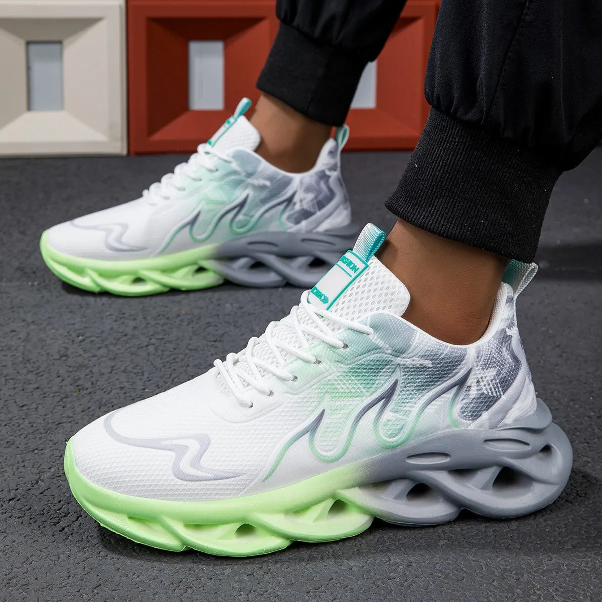 ELUVA Unisex Running Shoes Women Men Lightweight Mesh Breathable Comfortable Flat Soft Tennis Shoe Non Slip Lace-up Sneakers Man