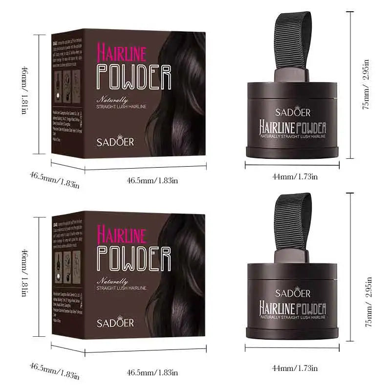 SADOER Hairline Shadow Powder with Brush Water Sweat Resistant Hair Loss Concealer Bald Spot Concealing Hair Powder Women Men