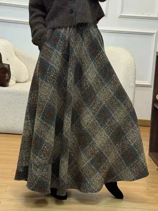 Plaid A-Line Skirt in 80 cm and 90 cm Options