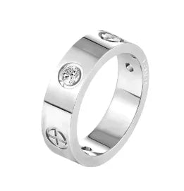 Personality Round Beads Ring Band Small Clear Crystal Zircon Waterproof Stainless Steel Gold Rings Simple Granular Fine Jewelry