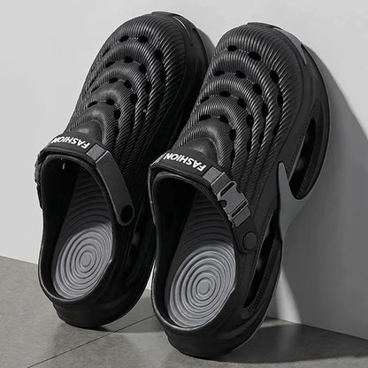 Fashion Hollow Out Thick Bottom Sports Sandals Men Eva Soft Sole Summer Clogs Sandals Men Non Slip Outdoor Driving Beach Sandles