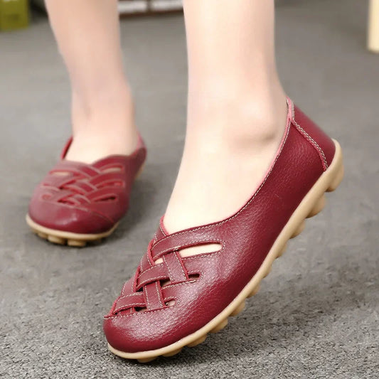 Women Shoes Summer Slip On Leather Casual Shoes Woman 2026 Loafers Women's Ballet Flats Women Moccasins Flat Shoes Female