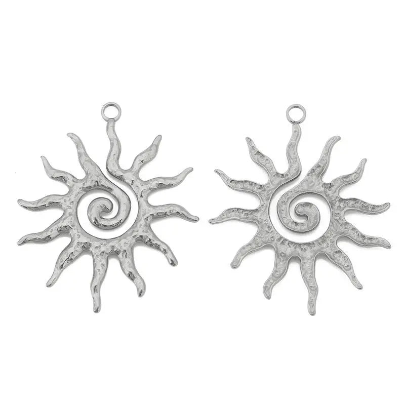 4pcs/lot Stainless Steel Gold Vintage Large Sun Flower Charms Pendant for DIY Earring Necklace Jewelry Making Accessorie Finding