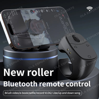 Remote Control Wireless Bluetooth Roller Fingertip Ring portable Mobile Mice Video Automatic Page Turner Browsing Ring R12