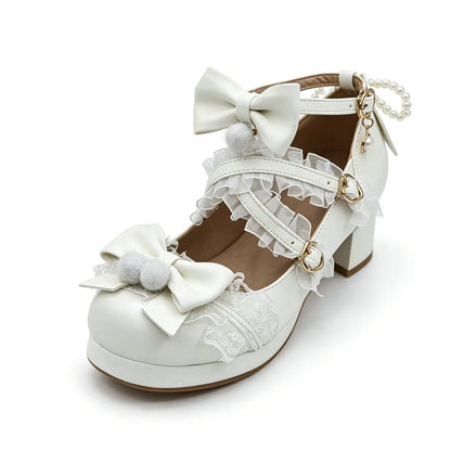 Cross-Strap Bow-Detail Mary Jane Heels