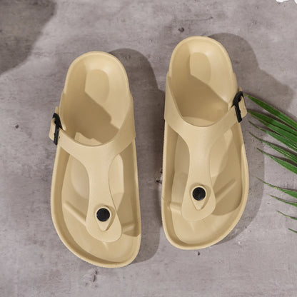 Ladies' EVA casual simple buckle flat heel set with clip on feet flip flops in large size