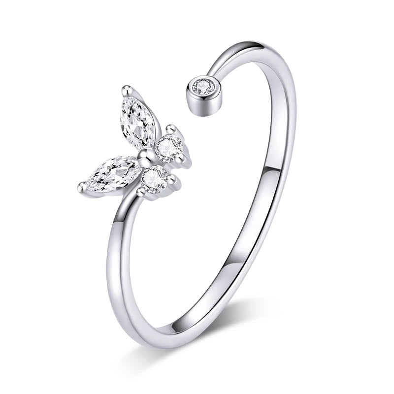 WOSTU 925 Sterling Silver Pet Cat Stackable opening Ring For Women Snake Dog Adjustable rings Fine Jewelry Party Birthday Gift