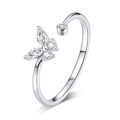 WOSTU 925 Sterling Silver Pet Cat Stackable opening Ring For Women Snake Dog Adjustable rings Fine Jewelry Party Birthday Gift