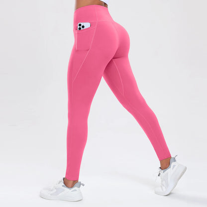 Women Butt Lifting Fitness Leggings With Pockets Tummy Control Sports Pant High Waist Fitness Tights Gym Clothing Sportswer