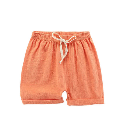 Teenage Boy Shorts 150 160cm Summer Clothing Cotton Linen Shorts Light Blue Black Red Children Shorts for Girls Toddler Clothes