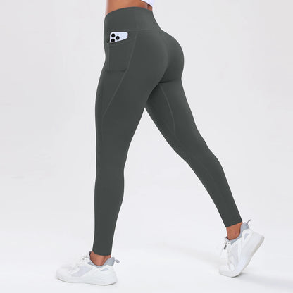 Women Butt Lifting Fitness Leggings With Pockets Tummy Control Sports Pant High Waist Fitness Tights Gym Clothing Sportswer