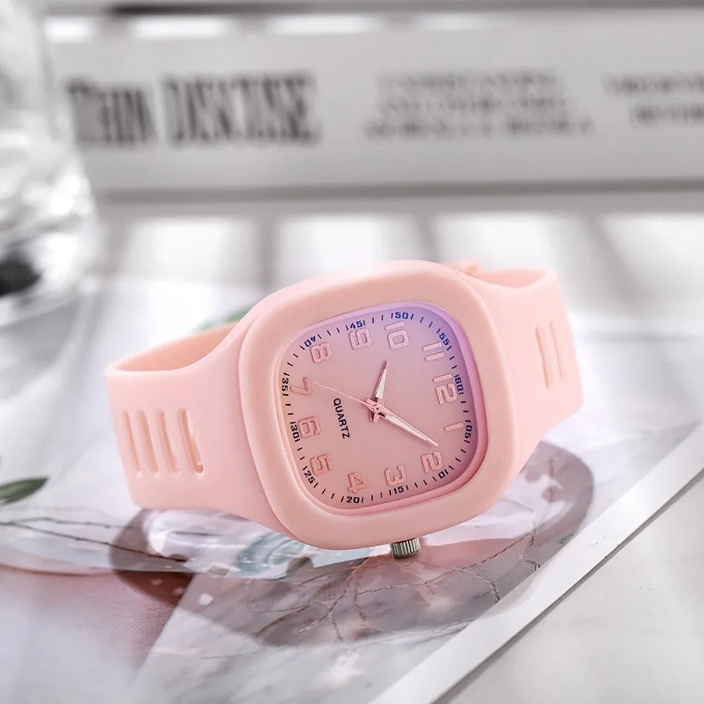 Minimalist Silicone Strap Square Watch Square Casual Wrist Watch Quartz Watch Students