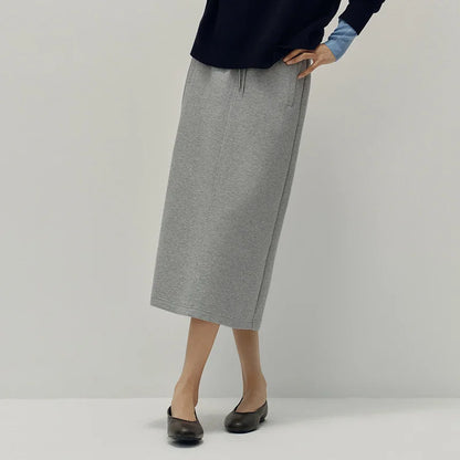 Semir Women Skirt Knit Long Straight Elastic Waist Sport Style Retro Casual Bottoms Autumn Midi Skirt Daily Wear 2026