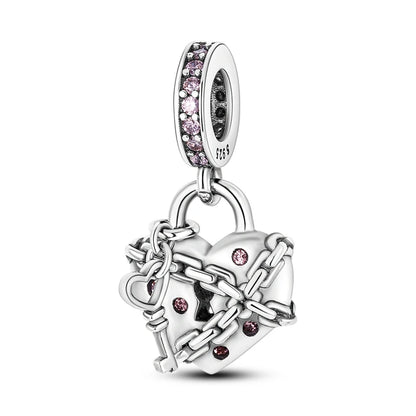 Charms Beads 925 Sterling Silver Tree of Life Peach Heart Sweet Love Charms Fit Pendants Bracelets Necklaces Women Jewelry Gift