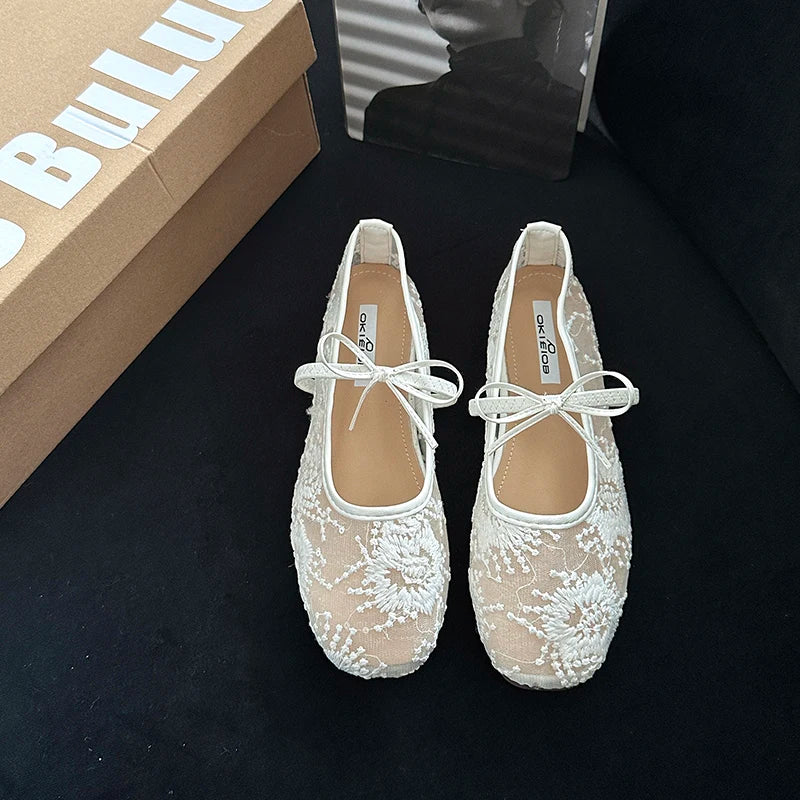 Breathable Women Mary Jane Flats Shoes Fashion Butterfly-knot Shoes Laides Soft Sole Comfort Street Style Shoes